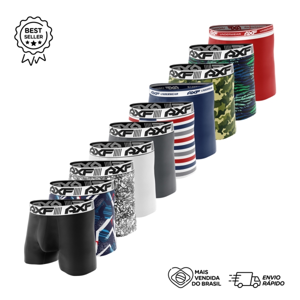 Kit Com 10 Cuecas Boxer Microfibra