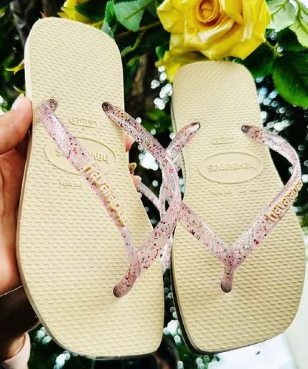 Kit 12 Par Chinelo Hav Glitter Sandalias Rasteiras Chinelos