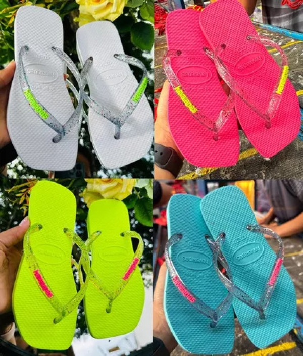 Kit 12 Par Chinelo Hav Glitter Sandalias Rasteiras Chinelos