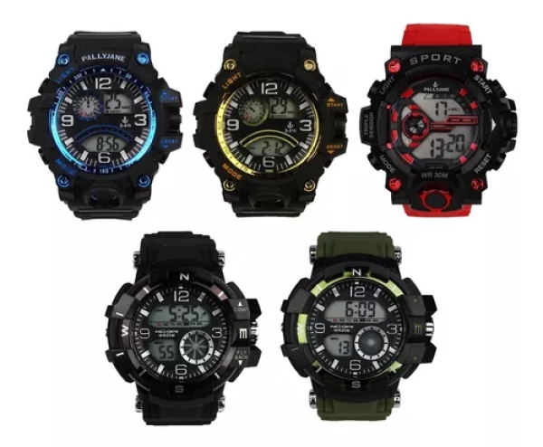 5 Relógio Masculino Sport-shock Prova D´água Revenda Atacado