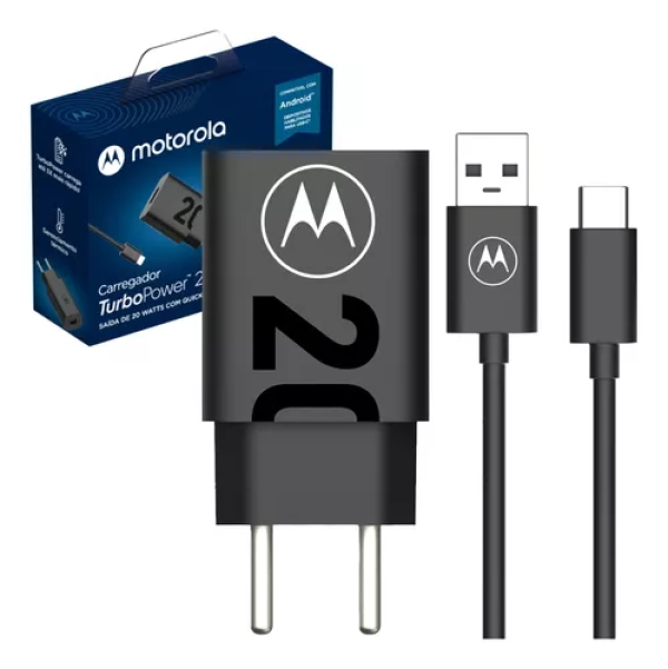 Motorola - Carregador Turbo Power 20w Tipo C Usb-c - Cabo 1 Metro - Moto G23 G24 G34 G53 G54 G73 G84